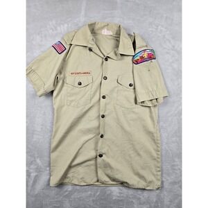 Boy Scouts of America Uniform Shirt Mens Small Tan Grand Canyon Council Patches